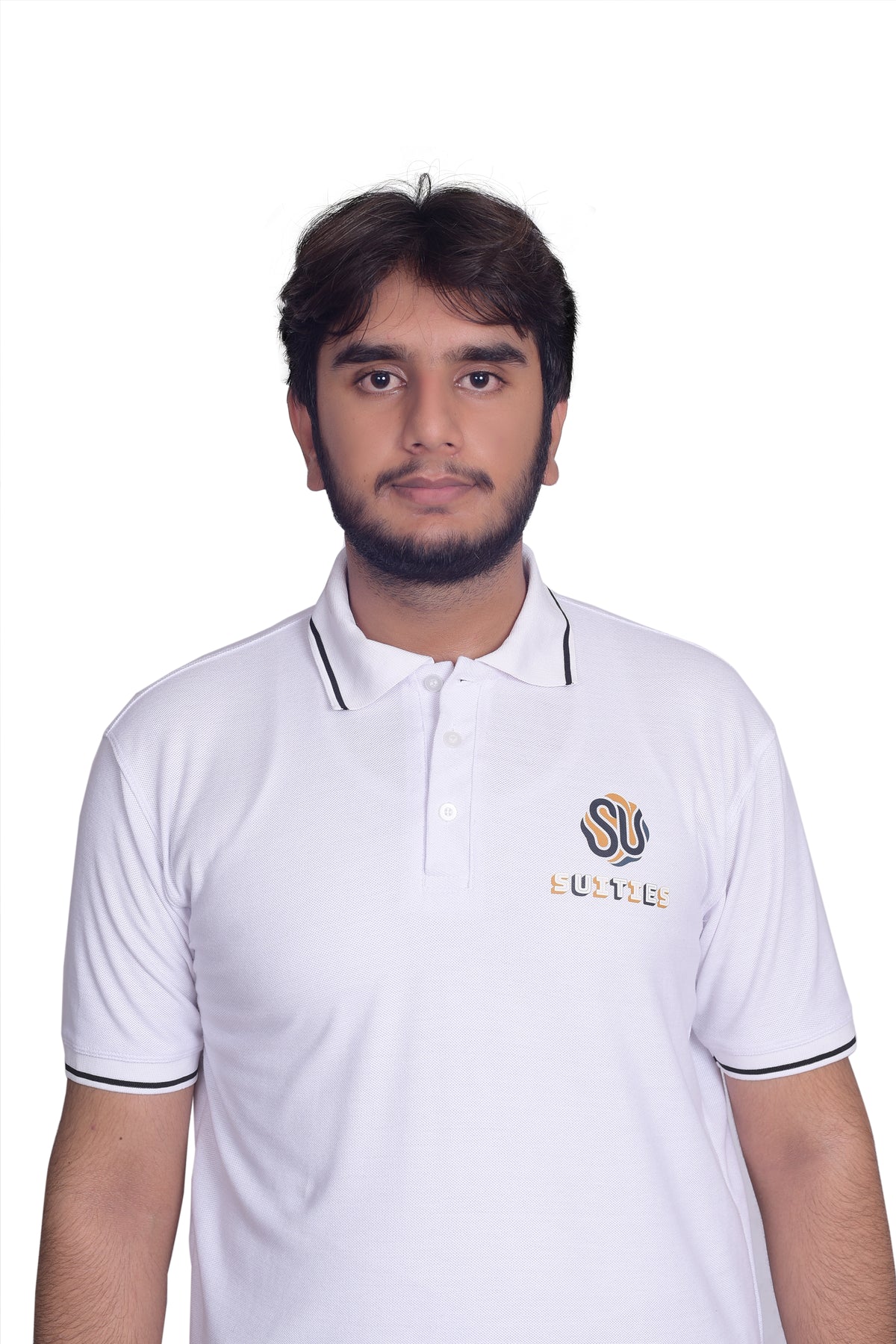 Casual White Tipped Cotton Polo Shirt with Chest Logo