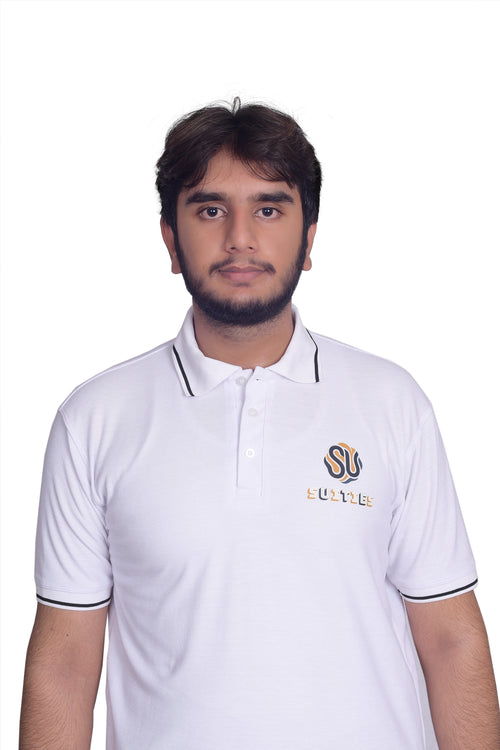 Casual White Tipped Cotton Polo Shirt with Chest Logo
