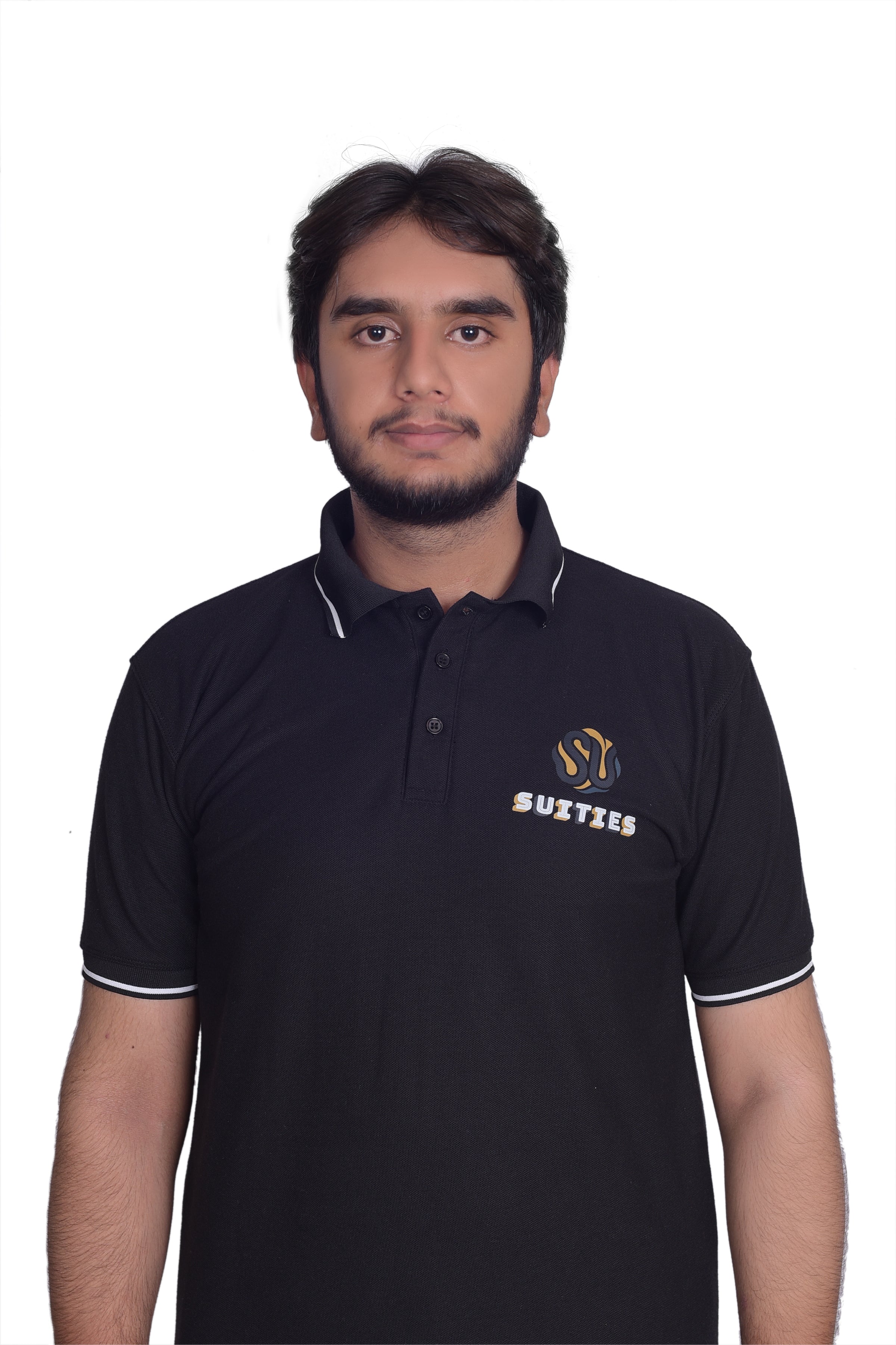 Casual Black Tipped Cotton Polo Shirt with Chest Logo