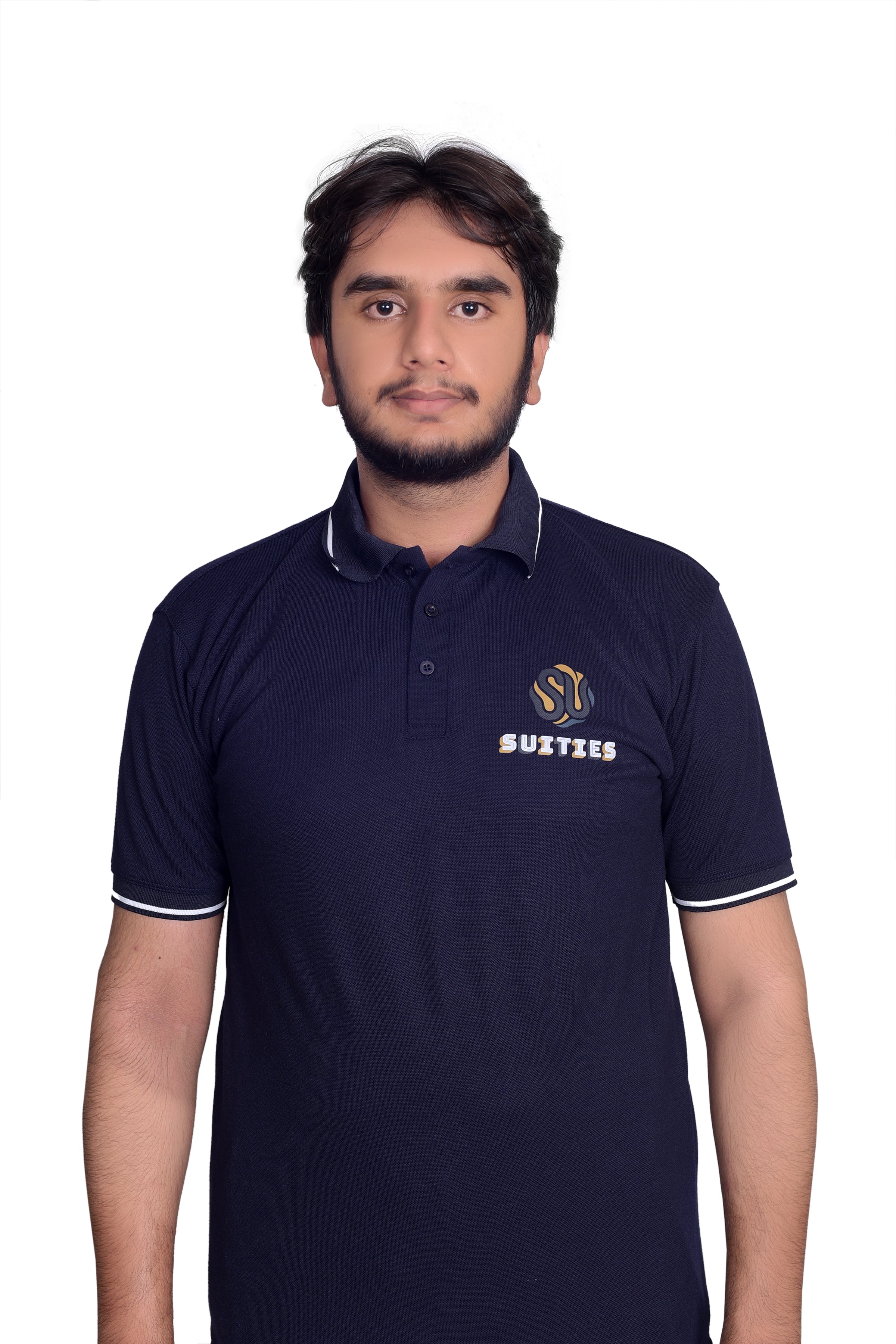 Casual Navy Tipped Cotton Polo Shirt with Chest Logo