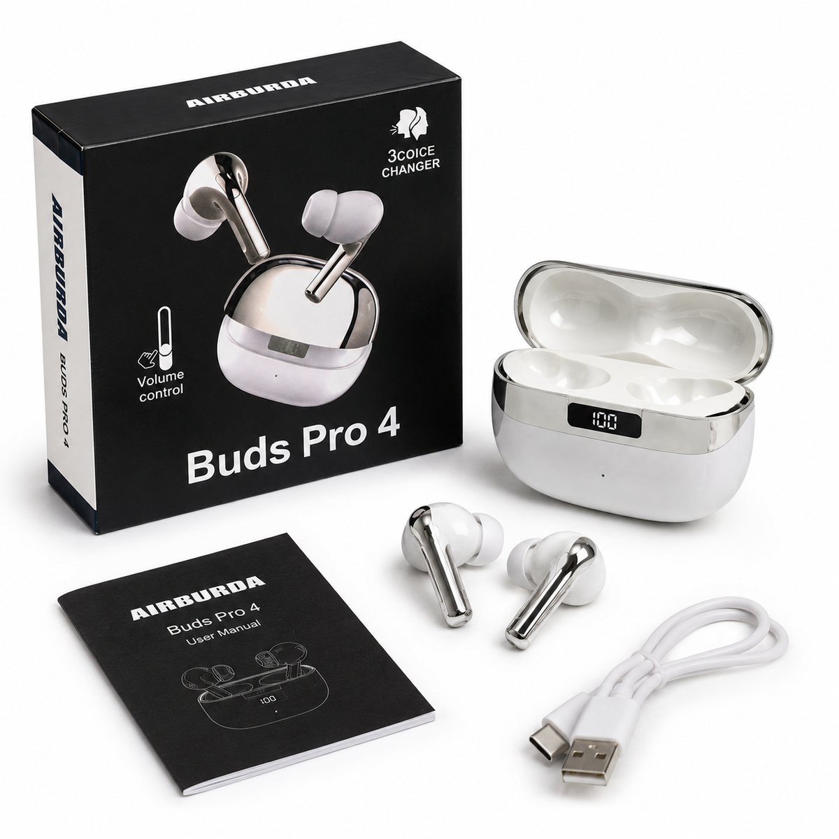 Buds Pro 4 Wireless Earbuds - Voice Changer & Smart Touch Control