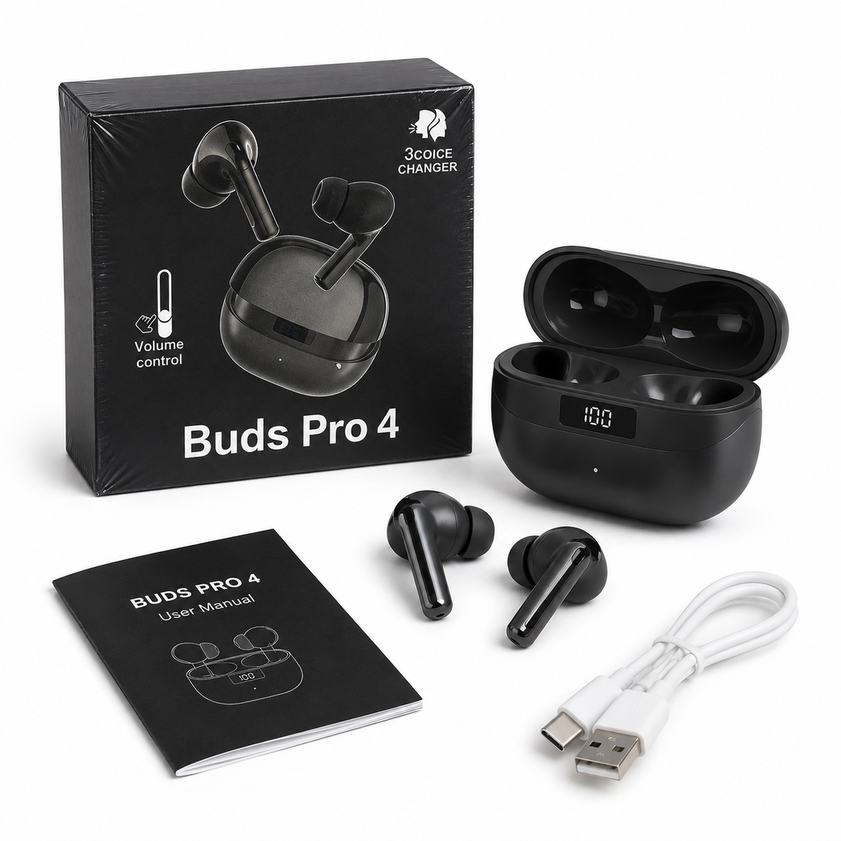 Buds Pro 4 Wireless Earbuds - Voice Changer & Smart Touch Control