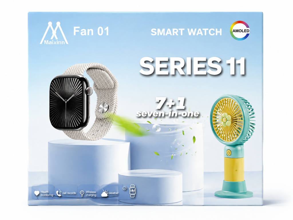 Series 11 AMOLED Smartwatch + Portable Fan (7-in-1 Set)