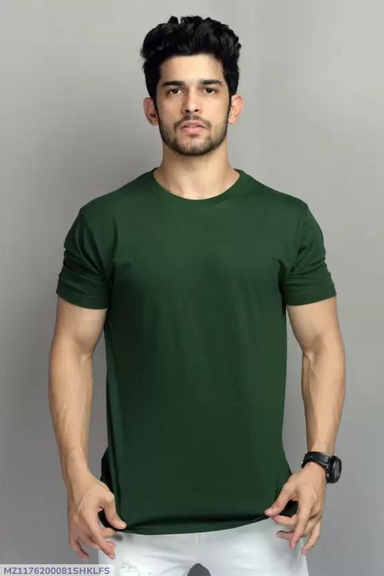 Men's Green Cotton Jersey Plain T-Shirt