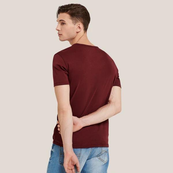 Men's Maroon Cotton Jersey T-Shirt