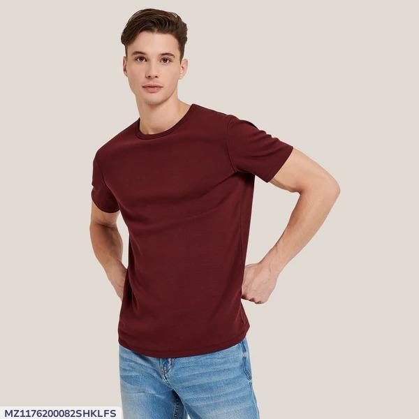 Men's Maroon Cotton Jersey T-Shirt