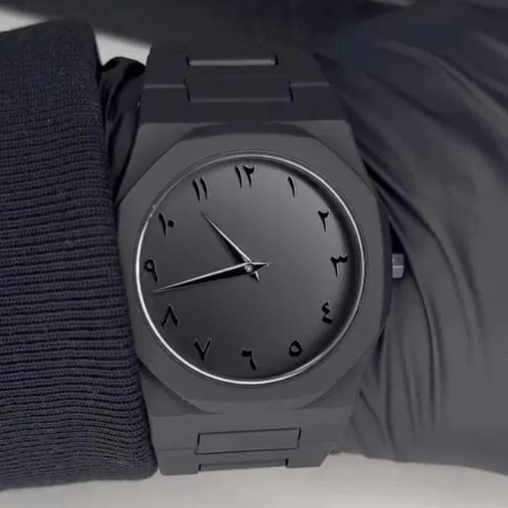 Black Arabic Aura Carbon Fiber Watch for Men