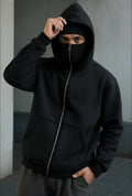 Men Black Fleece Balaclava Hoodie