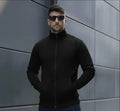 Men's Black Fleece Jacket with Ban Collar Winter Wear