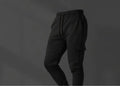 Men's Black Polyester Fleece Slim Fit Trouser