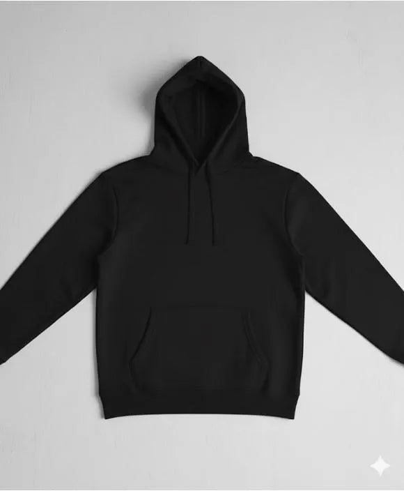 Black Men's Hoodie Polyester Slim Fit Winter Wear