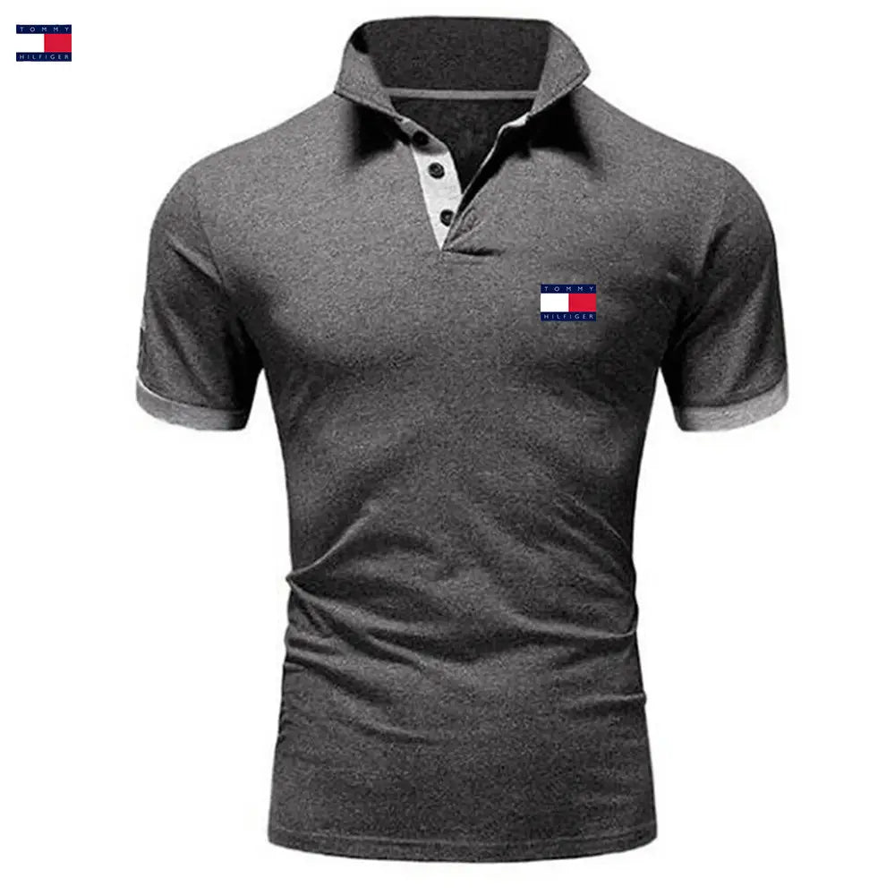 Men Black Red Trim Polo Shirt Summer Stylish