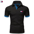 Men Black Red Trim Polo Shirt Summer Stylish
