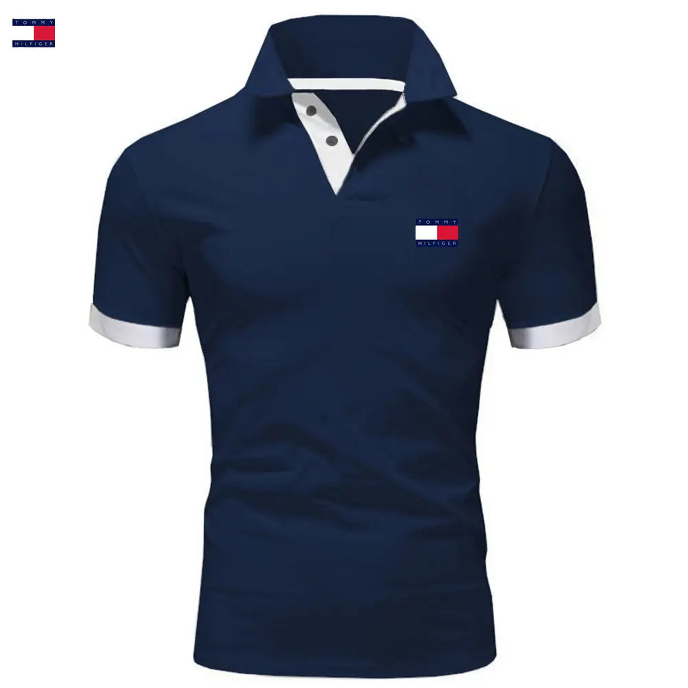Men Black Red Trim Polo Shirt Summer Stylish