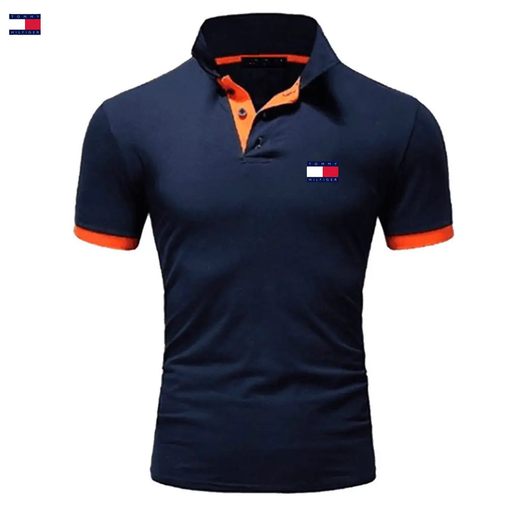 Men Black Red Trim Polo Shirt Summer Stylish