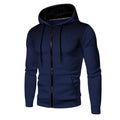 Men Navy Blue Hoodie with Mesh Design Winter Casual Jacket