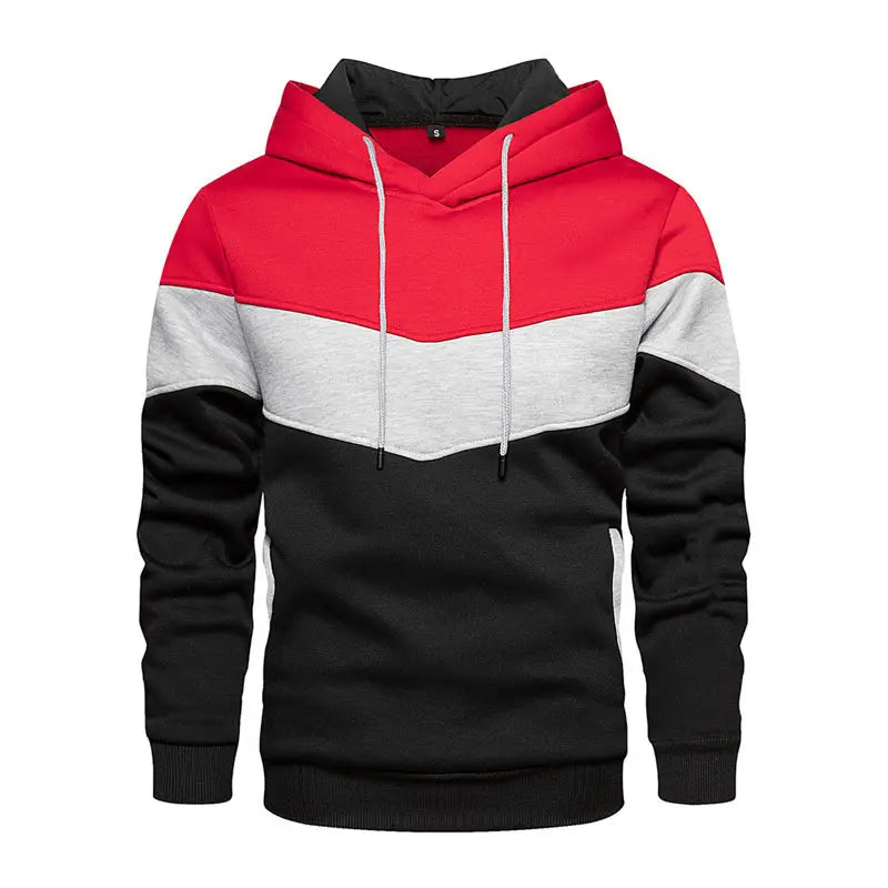 Men Color-Blocked Hoodie Navy Gray White Autumn