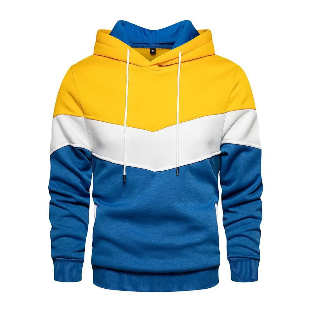 Men Color-Blocked Hoodie Navy Gray White Autumn