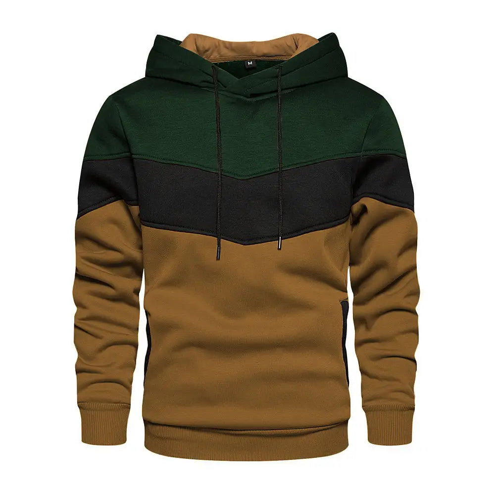 Men Color-Blocked Hoodie Navy Gray White Autumn