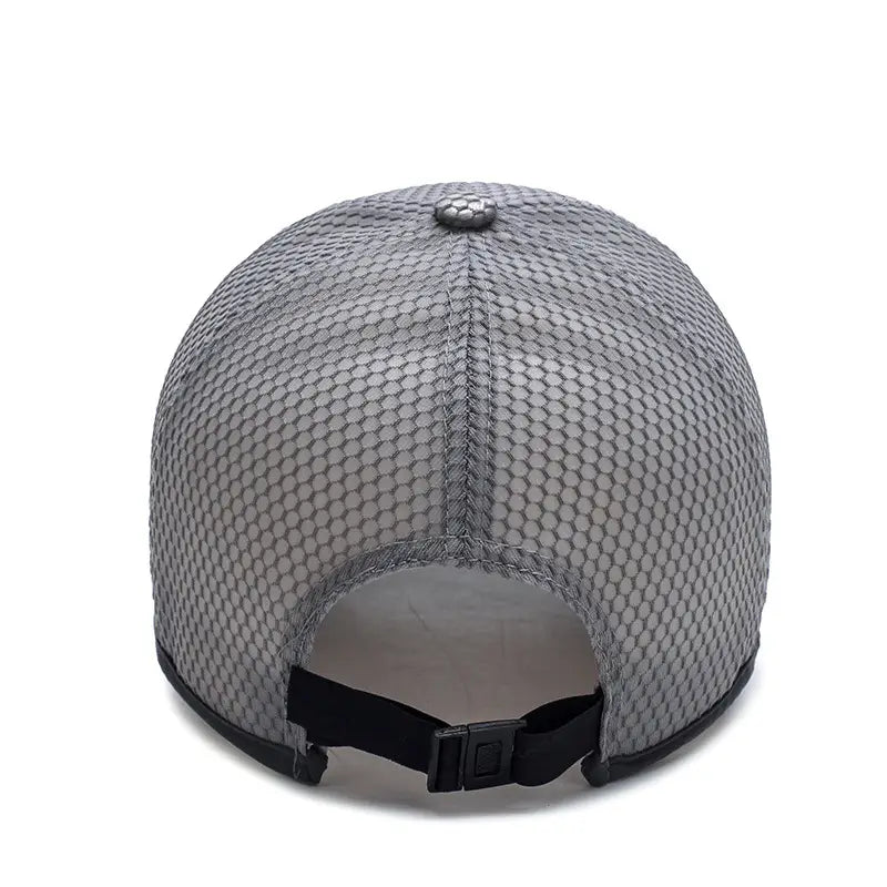 Men Sunshade Cap Mesh Gray Adjustable Leather Label
