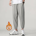 Men Fleece Lined Winter Sweatpants Loose Fit Gray