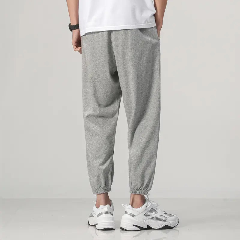 Men Fleece Lined Winter Sweatpants Loose Fit Gray