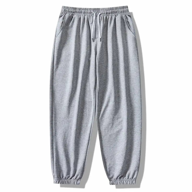 Men Fleece Lined Winter Sweatpants Loose Fit Gray