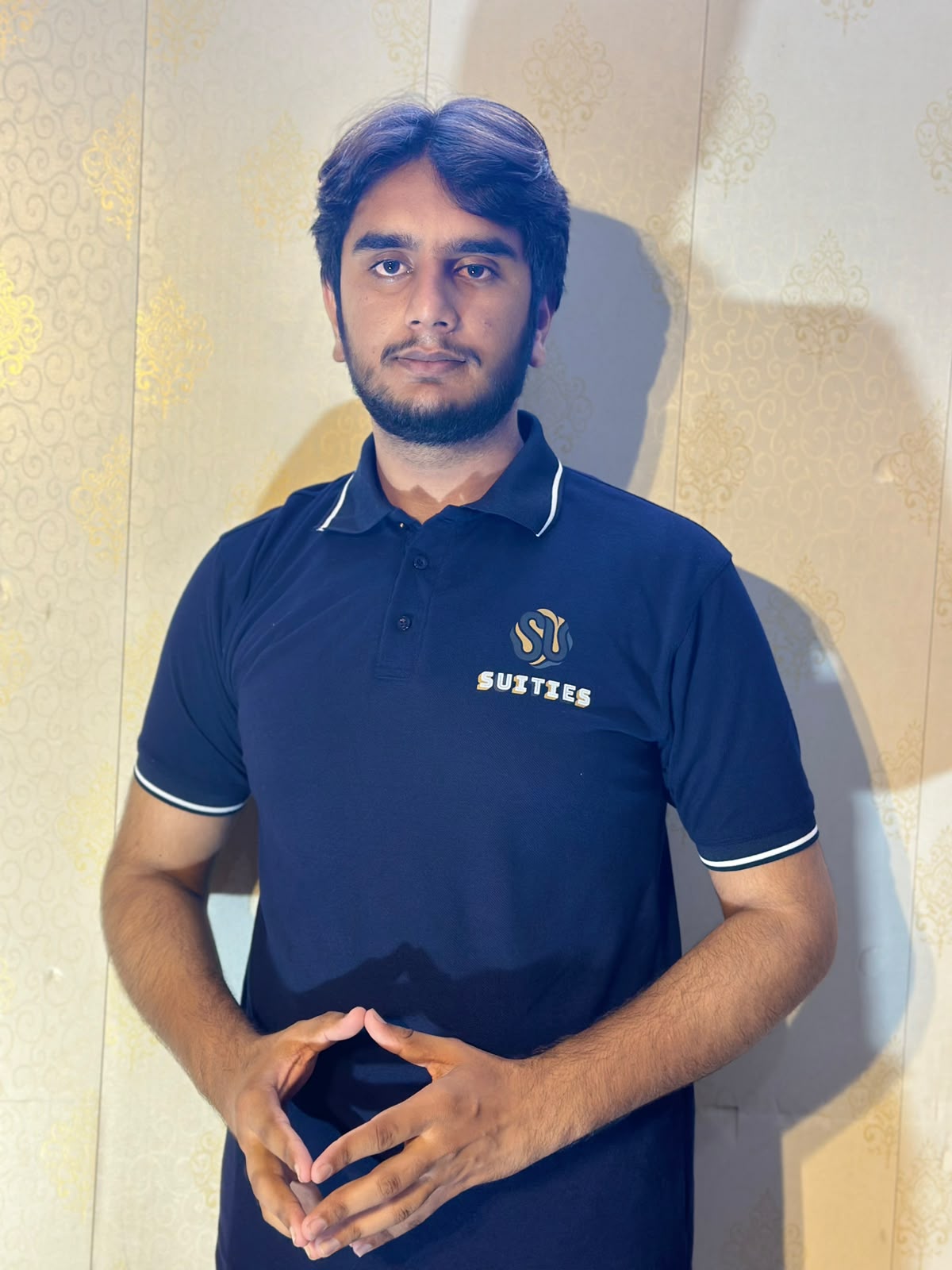 Casual Navy Tipped Cotton Polo Shirt with Chest Logo