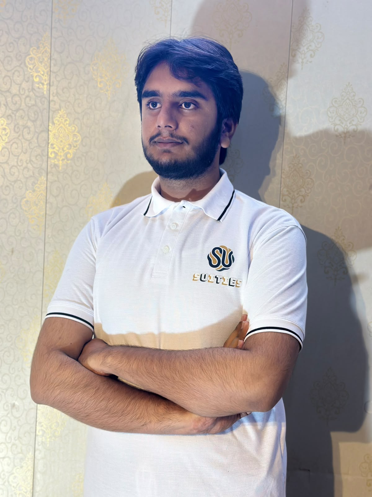 Casual White Tipped Cotton Polo Shirt with Chest Logo