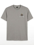 Casual Grey Cotton Crew Neck T-Shirt with Chest Graphic
