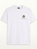 Casual Classic White Cotton Crew Neck T-Shirt with Chest Graphic