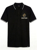 Casual Black Tipped Cotton Polo Shirt with Chest Logo