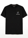 Casual Classic Black Cotton Crew Neck T-Shirt with Chest Graphic