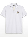 Casual White Tipped Cotton Polo Shirt with Chest Logo