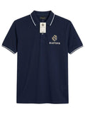 Casual Navy Tipped Cotton Polo Shirt with Chest Logo
